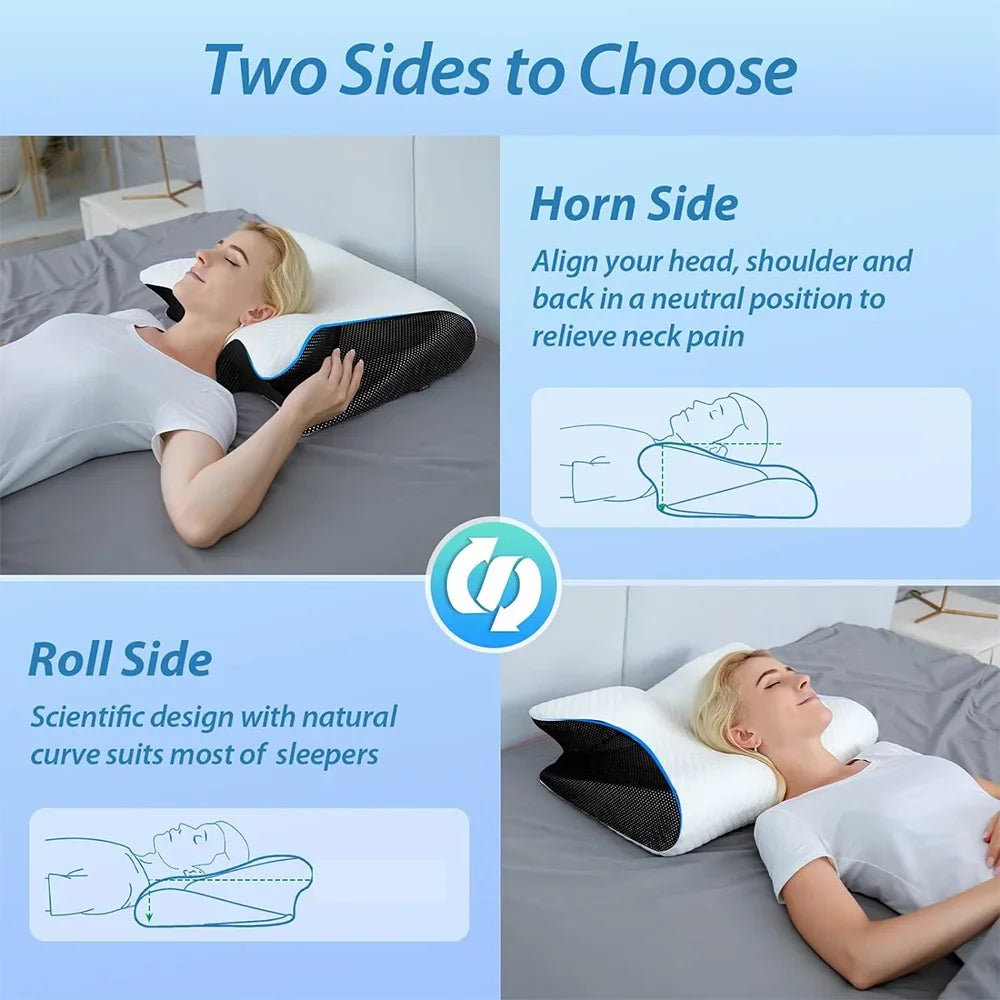 "Butterfly Memory Foam Neck Pillow – Cervical Support & Comfort"