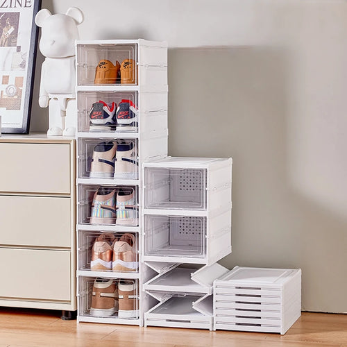 "6-Layer Foldable Transparent Shoe Storage Box – Stackable Organizer"