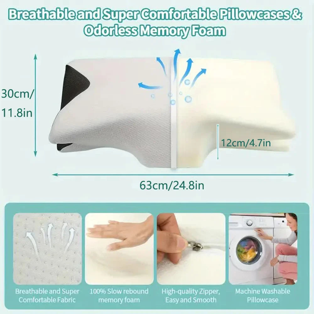 "Butterfly Memory Foam Neck Pillow – Cervical Support & Comfort"