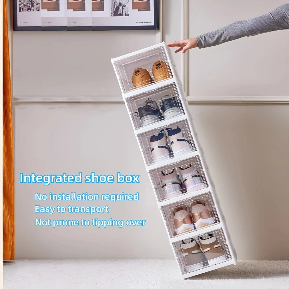 "6-Layer Foldable Transparent Shoe Storage Box – Stackable Organizer"