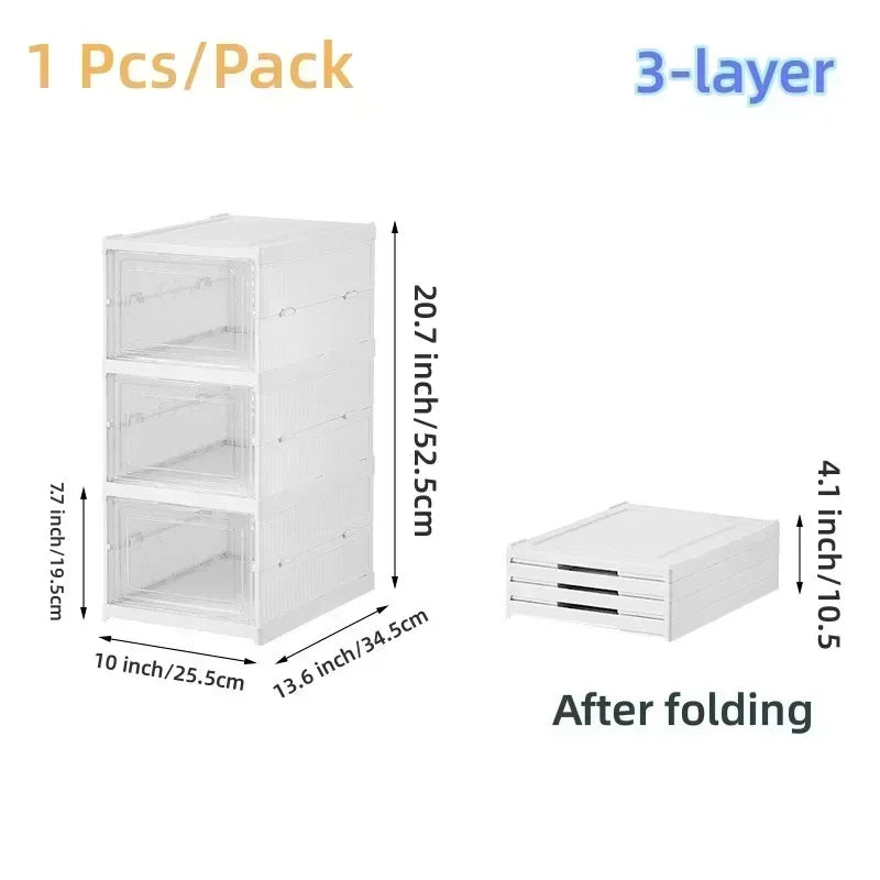 "6-Layer Foldable Transparent Shoe Storage Box – Stackable Organizer"