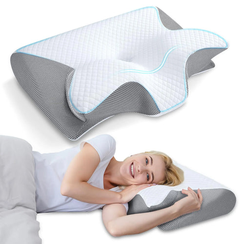 "Butterfly Memory Foam Neck Pillow – Cervical Support & Comfort"